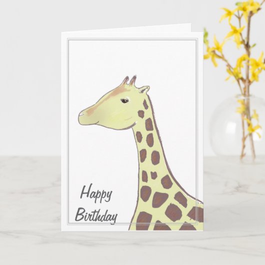 Giraffe verjaardagskaart kaart (Gele Bloem)