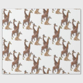 Giraffe Verjaardagssafari Cadeaupapier (Vlak)