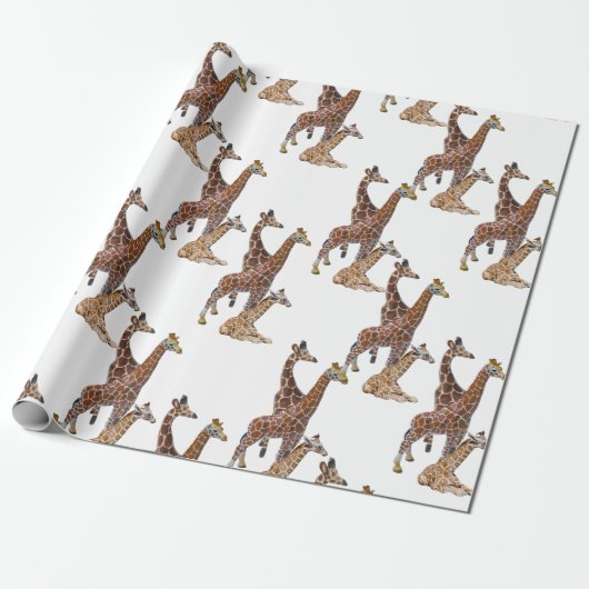 Giraffe Verjaardagssafari Cadeaupapier (Uitgerold)