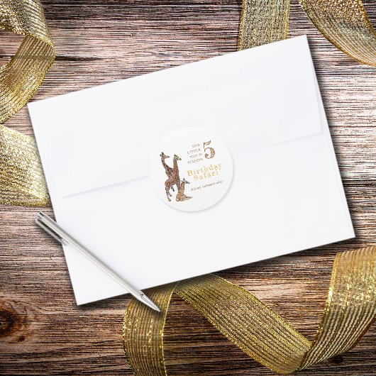 Giraffe Verjaardagssafari Ronde Sticker