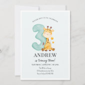 Giraffe verjaardagsuitnodiging, minimalistische ve kaart (Voorkant)