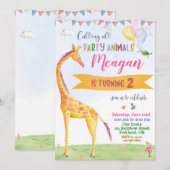 Giraffe verjaardagsuitnodiging Safari oerwoud Kaart (Voorkant / Achterkant)