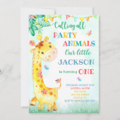 Giraffe verjaardagsuitnodiging Safari uitnodiging (Voorkant)
