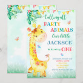 Giraffe verjaardagsuitnodiging Safari uitnodiging (Voorkant / Achterkant)