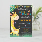 Giraffe verjaardagsuitnodiging Safari uitnodiging (Staand voorkant)