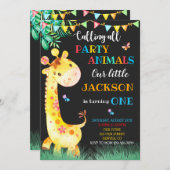 Giraffe verjaardagsuitnodiging Safari uitnodiging (Voorkant / Achterkant)