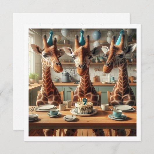 Giraffe verjaardagsuitnodiging, Zoo verjaardagsuit Kaart (Voorkant / Achterkant)