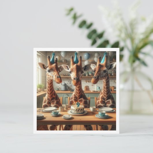 Giraffe verjaardagsuitnodiging, Zoo verjaardagsuit Kaart (Staand voorkant)