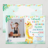 Giraffe verjaardaguitnodiging Foto safari nodig Kaart (Voorkant / Achterkant)