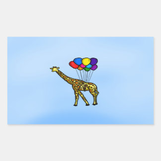Giraffe vervoerd door luchtballonnen rechthoekige sticker