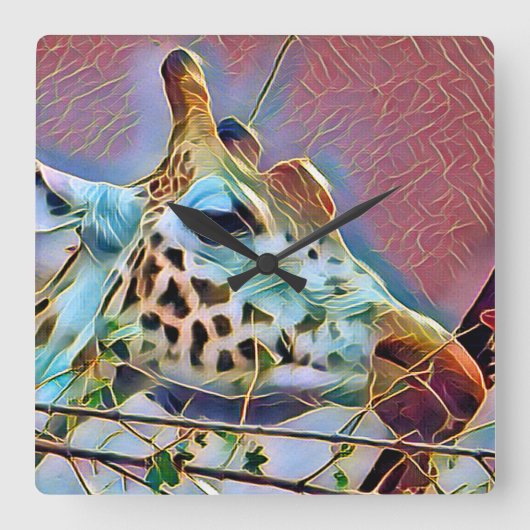 GIRAFFE VIERKANTE KLOK (Voorkant)