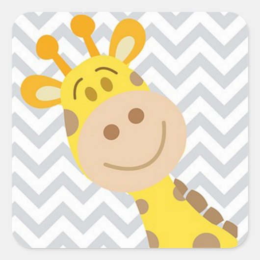 Giraffe Vierkante Sticker (Voorkant)