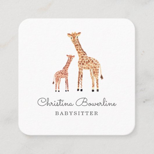 Giraffe Vierkante Visitekaartje (Voorkant)