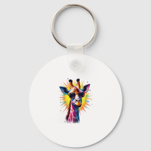Giraffe Vintage Sunglasses Funny African Animal Lo Sleutelhanger (Voorkant)