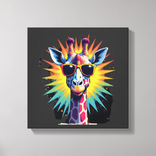 Giraffe Vintage Zonnebril Grappig Afrikaans Dier L Canvas Afdruk
