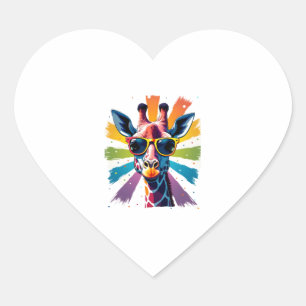 Giraffe Vintage Zonnebril Grappig Afrikaans Dier L Hart Sticker