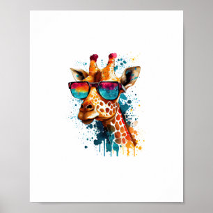 Giraffe Vintage Zonnebril Grappig Afrikaans Dier L Poster