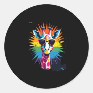 Giraffe Vintage Zonnebril Grappig Afrikaans Dier L Ronde Sticker