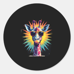 Giraffe Vintage Zonnebril Grappig Afrikaans Dier L Ronde Sticker