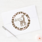 Giraffe Vlekken Roze Baby shower Ronde Sticker (Envelop)
