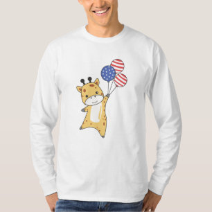 Giraffe vliegt ballonnen VS boven dierentuin T-shirt