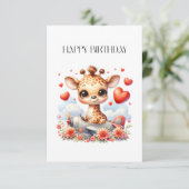 Giraffe Vliegtuig Verjaardag Bedankkaart (Staand voorkant)