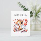 Giraffe Vliegtuig Verjaardag Briefkaart (Staand voorkant)