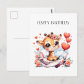 Giraffe Vliegtuig Verjaardag Briefkaart (Voorkant / Achterkant)