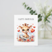 Giraffe Vliegtuig Verjaardag Kaart (Staand voorkant)