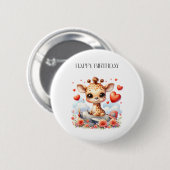 Giraffe Vliegtuig Verjaardag Ronde Button 5,7 Cm (Voorkant /achterkant)