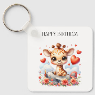 Giraffe Vliegtuig Verjaardag Sleutelhanger