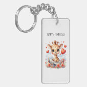 Giraffe Vliegtuig Verjaardag Sleutelhanger (Voorkant Links)