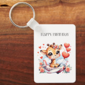Giraffe Vliegtuig Verjaardag Sleutelhanger (Voorkant)