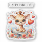 Giraffe Vliegtuig Verjaardag Sticker (Voorkant)