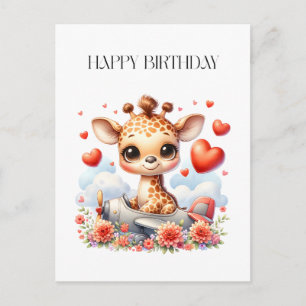 Giraffe Vliegtuig Verjaardag Uitnodiging Briefkaart