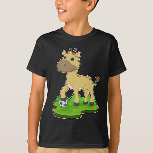 Giraffe Voetballer Voetbal T-shirt (Voorkant)