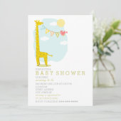 Giraffe + Vogelneutraal Baby shower Kaart (Staand voorkant)