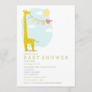 Giraffe + Vogelneutraal Baby shower Kaart