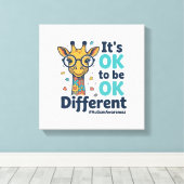 Giraffe voor Autisme Bewustzijn Het is OK om Versc Canvas Afdruk (Insitu (Houten vloer))