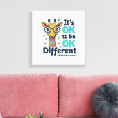 Giraffe voor Autisme Bewustzijn Het is OK om Versc Canvas Afdruk (Insitu (Woonkamer))