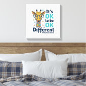 Giraffe voor Autisme Bewustzijn Het is OK om Versc Canvas Afdruk (Insitu (Slaapkamer))