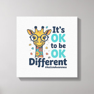 Giraffe voor Autisme Bewustzijn Het is OK om Versc Canvas Afdruk