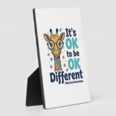 Giraffe voor Autisme Bewustzijn Het is OK om Versc Fotoplaat (Zijkant)