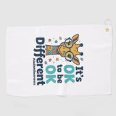 Giraffe voor Autisme Bewustzijn Het is OK om Versc Golfhanddoek (Horizontaal)