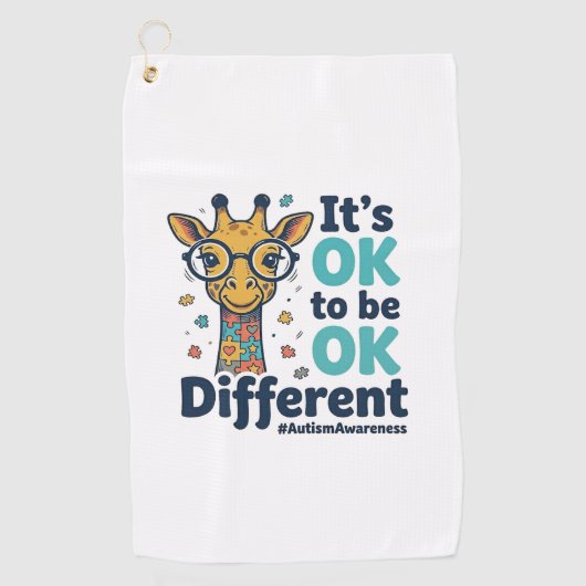 Giraffe voor Autisme Bewustzijn Het is OK om Versc Golfhanddoek (Voorkant)