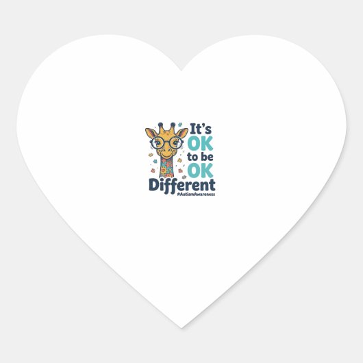 Giraffe voor Autisme Bewustzijn Het is OK om Versc Hart Sticker (Voorkant)