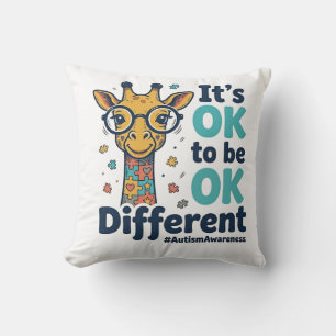 Giraffe voor Autisme Bewustzijn Het is OK om Versc Kussen