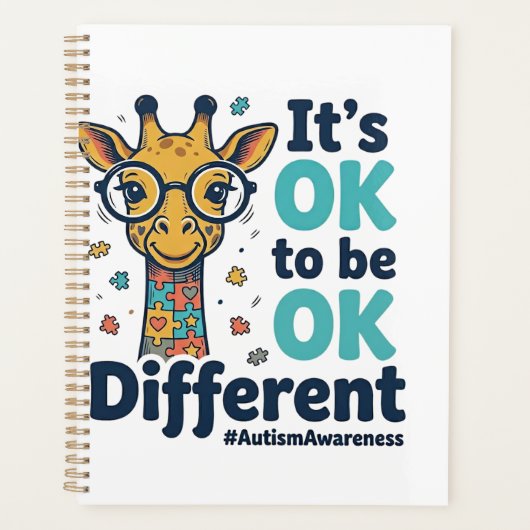 Giraffe voor Autisme Bewustzijn Het is OK om Versc Planner (Voorkant)