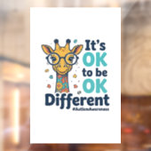 Giraffe voor Autisme Bewustzijn Het is OK om Versc Raamsticker (Vel 2)