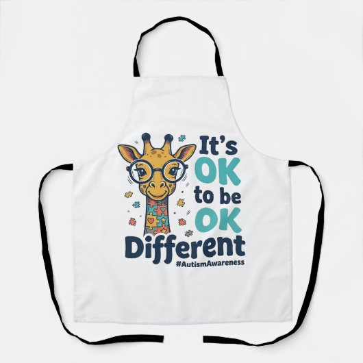 Giraffe voor Autisme Bewustzijn Het is OK om Versc Schort (Voorkant)